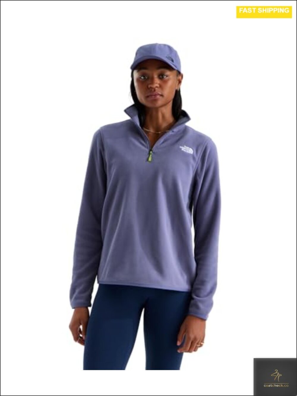 Women's Recycled Polyester Fleece Quarter Zip Jacket Long Sleeve Zip Pockets